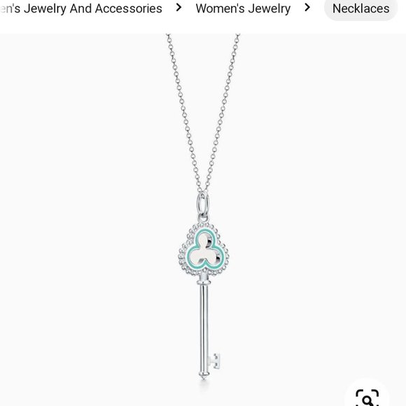 Tiffany Co. Keys beaded open trefoil key pendant, sterling silver, small, 16" - Picture 1 of 4